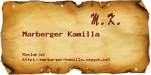 Marberger Kamilla névjegykártya